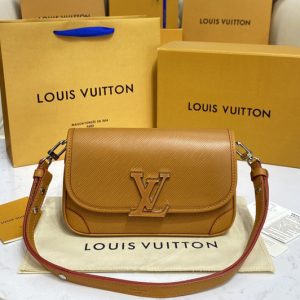 Replica Louis Vuitton M59459 LV Buci crossbody Bag in Gold Miel Brown Epi leather