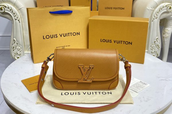 Replica Louis Vuitton M59459 LV Buci crossbody Bag in Gold Miel Brown Epi leather