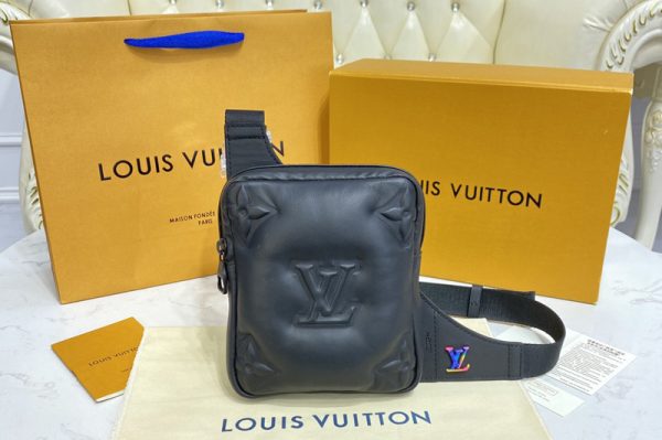 Replica Louis Vuitton M68773 LV Asymmetrical Sling Bag in Black Lambskin leather