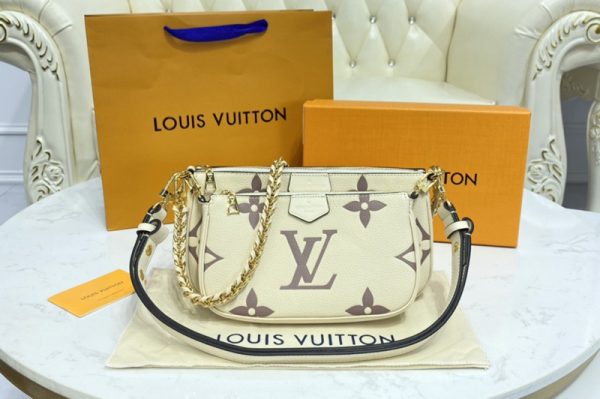 Replica Louis Vuitton M45777 LV Multi Pochette Accessoires cross-body bag in Beige Monogram Empreinte leather