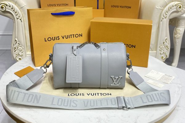 Replica Louis Vuitton M81003 LV Keepall XS travel bag in Grey Aerogram leather