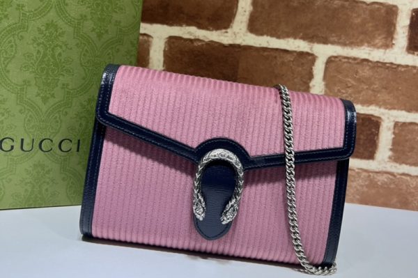 Replica Gucci 401231 Dionysus mini chain bag in Pink corduroy