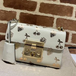 Replica Gucci 409487 Padlock small berry shoulder bag in White Leather