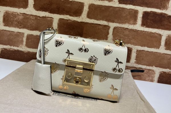 Replica Gucci 409487 Padlock small berry shoulder bag in White Leather