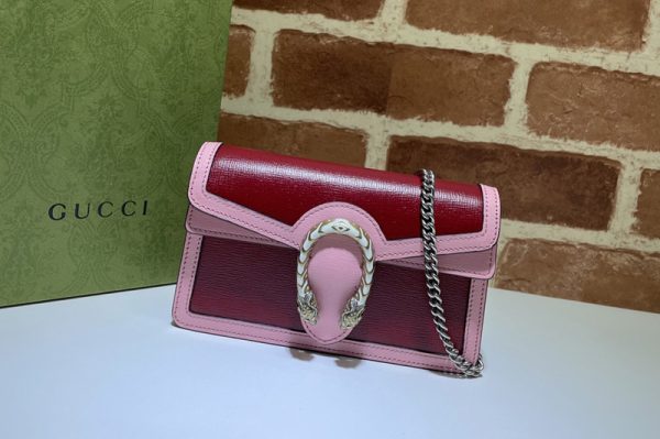 Replica Gucci 476432 Dionysus super mini bag in Red and Pink leather