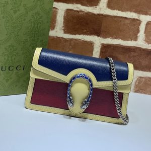 Replica Gucci 476432 Dionysus super mini bag in Blue/Yellow/Red leather