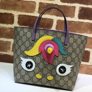 Replica Gucci ‎502189 Children's unicorn tote Bag in Beige/ebony GG Supreme canvas