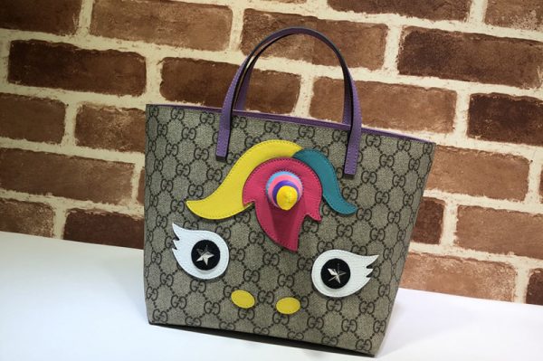 Replica Gucci ‎502189 Children's unicorn tote Bag in Beige/ebony GG Supreme canvas