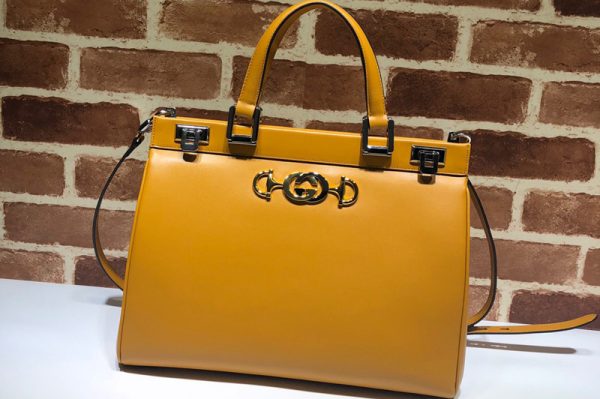 Replica Gucci 564714 Zumi medium top handle bag in Yellow Leather