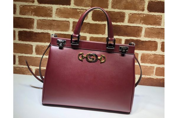 Replica Gucci 564714 Zumi medium top handle bag in Wine Leather