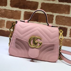 Replica Gucci 547260 GG Marmont mini top handle bag in Pastel pink matelassé chevron leather with heart