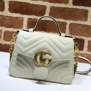 Replica Gucci 547260 GG Marmont mini top handle bag in White matelassé chevron leather with heart