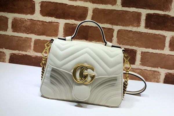 Replica Gucci 547260 GG Marmont mini top handle bag in White matelassé chevron leather with heart