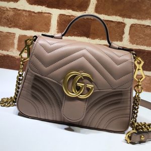 Replica Gucci 547260 GG Marmont mini top handle bag in Dusty pink matelassé chevron leather with heart