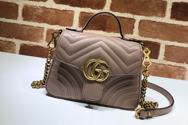 Replica Gucci 547260 GG Marmont mini top handle bag in Dusty pink matelassé chevron leather with heart