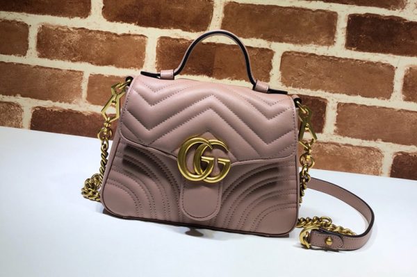 Replica Gucci 547260 GG Marmont mini top handle bag in Matelassé chevron leather with heart