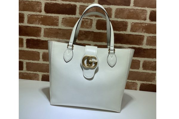 Replica Gucci 652680 Small tote bag with Double G in White leather