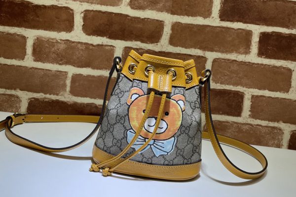 Replica Gucci 660304 Ophidia Kaiguci mini bucket bag in Beige/ebony GG Supreme canvas