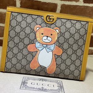 Replica Gucci 660513 Kai x Gucci Pouch in Beige/ebony GG Supreme canvas