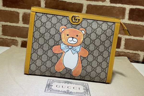 Replica Gucci 660513 Kai x Gucci Pouch in Beige/ebony GG Supreme canvas