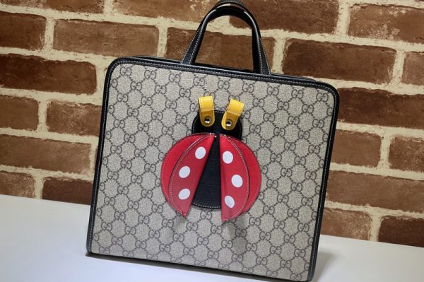 Replica Gucci 664083 Children's ladybug tote bag in GG Supreme canvas