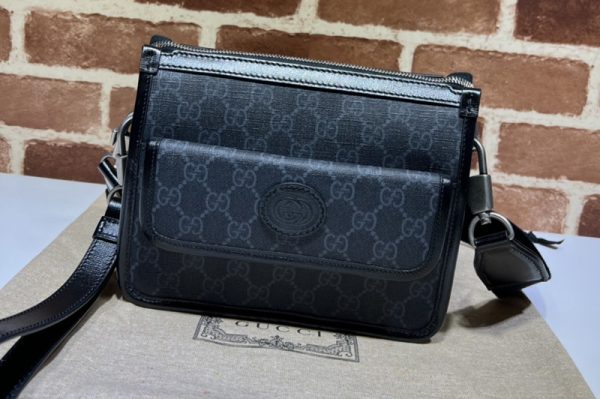 Replica Gucci 674164 Messenger bag with Interlocking G in Black GG Supreme canvas