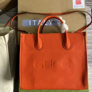 Replica Gucci 674822 Small tote Bag with Gucci logo in Orange leather