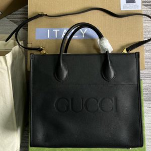 Replica Gucci 674822 Small tote Bag with Gucci logo in Black leather