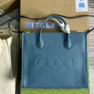 Replica Gucci 674822 Small tote Bag with Gucci logo in Blue leather