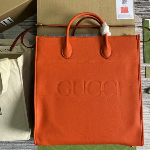 Replica Gucci 674850 Large tote Bag with Gucci logo in Orange leather