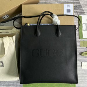 Replica Gucci 674850 Large tote Bag with Gucci logo in Black leather