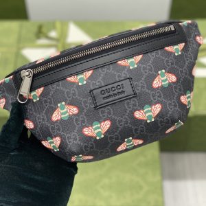 Replica Gucci 675181 Gucci Bestiary belt bag with bees in Black GG Supreme canvas with bee print