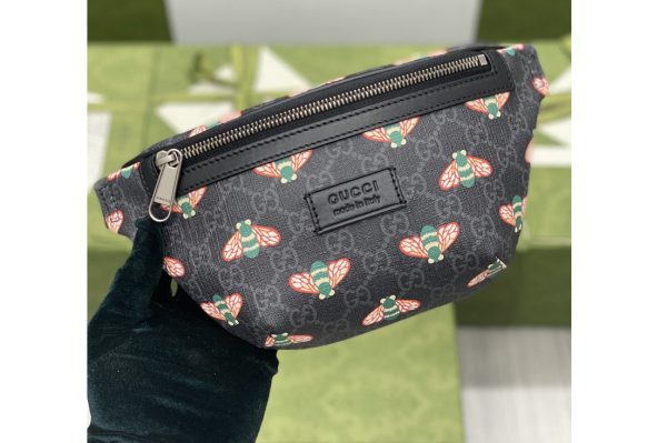 Replica Gucci 675181 Gucci Bestiary belt bag with bees in Black GG Supreme canvas with bee print