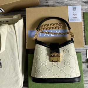 Replica Gucci 675788 Small GG shoulder bag in White debossed GG leather