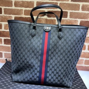 Replica Gucci x Balenciaga 680127 Men's Hacker Large Tote Bag in black and dark grey canvas jacquard