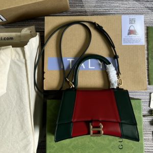 Replica Gucci x Balenciaga 681697 The Hacker Project small Hourglass bag in Green and red leather