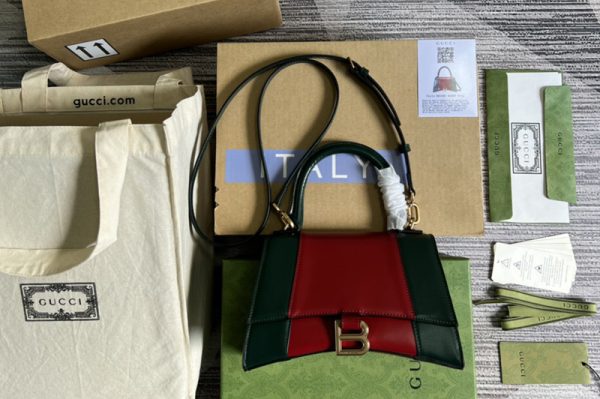 Replica Gucci x Balenciaga 681697 The Hacker Project small Hourglass bag in Green and red leather