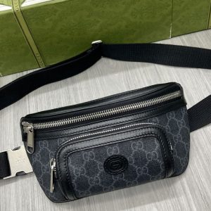 Replica Gucci 682933 Belt bag with Interlocking G in Black GG Supreme canvas