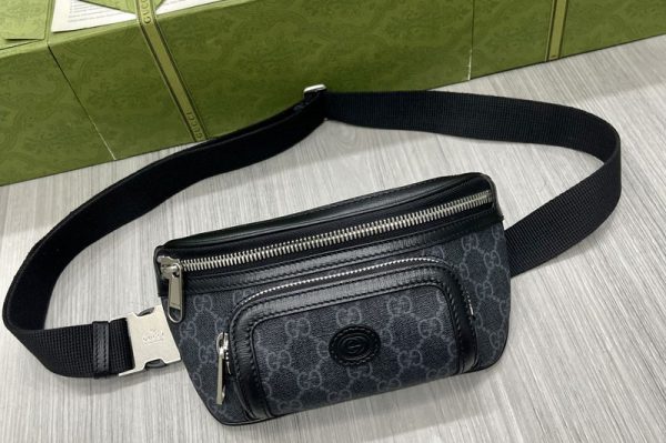 Replica Gucci 682933 Belt bag with Interlocking G in Black GG Supreme canvas