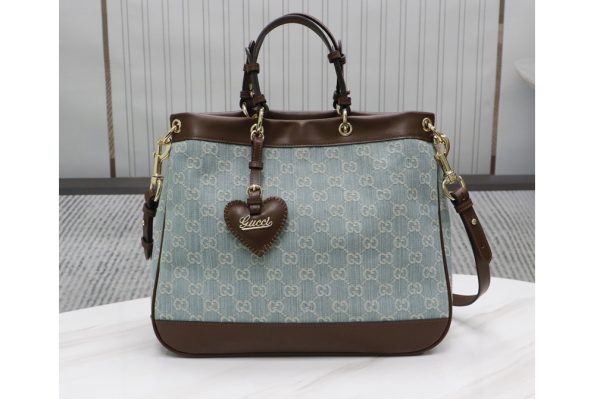 Replica Gucci 688666 Ophidia Web Bag in Blue Supreme Canvas