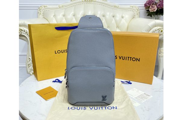 Replica Louis Vuitton M30801 LV Avenue Sling Bag in Grey Taiga cowhide leather