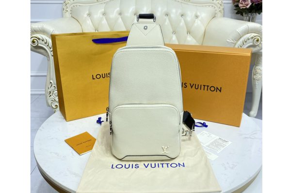 Replica Louis Vuitton M30803 LV Avenue Sling Bag in Beige Taiga cowhide leather