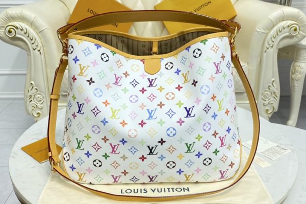 Replica Louis Vuitton M40353 LV Graceful MM hobo Bag in White Monogram Multicolor