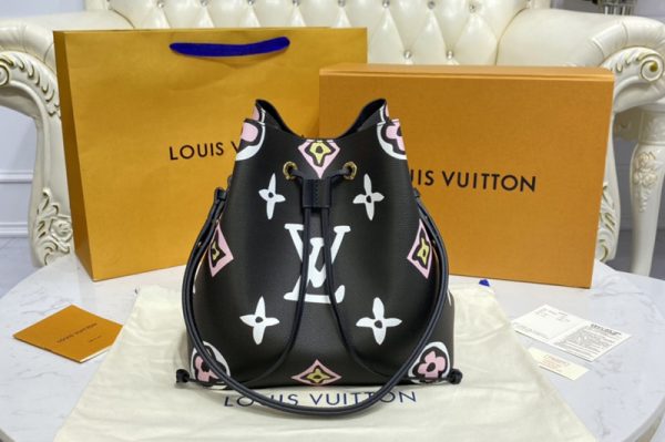 Replica Louis Vuitton M45821 LV NéoNoé MM bucket bag in Black Monogram coated canvas