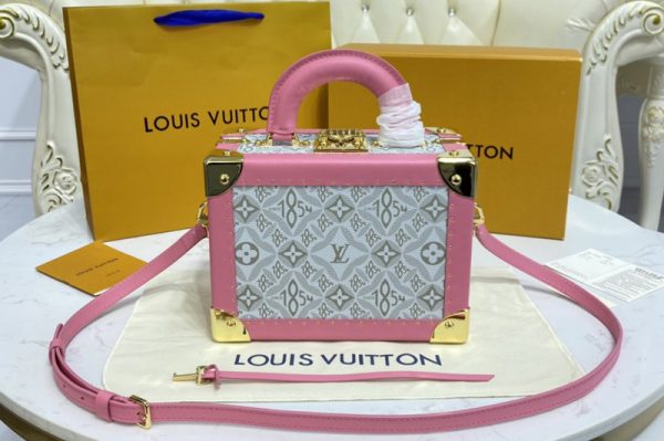 Replica Louis Vuitton M45675 LV Valisette Tresor Boxes in Gray Jacquard Since 1854 Textile