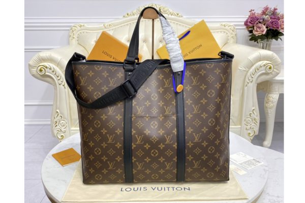 Replica Louis Vuitton M45733 LV Week-End Tote GM Bag in Monogram Macassar canvas