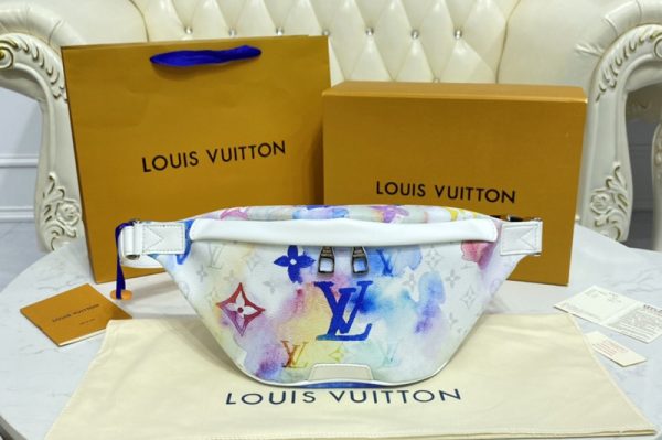 Replica Louis Vuitton M45759 LV Discovery Bumbag PM Bag in Monogram Watercolor Blue coated canvas