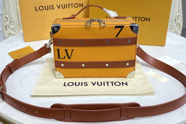 Replica Louis Vuitton M45785 LV LVxNBA Handle Trunk bag in Orange Leather