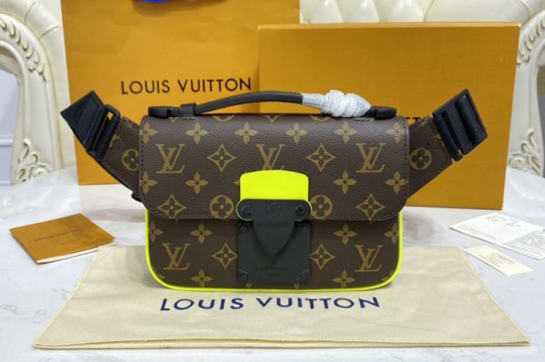 Replica Louis Vuitton M45864 LV S Lock Sling Bag in Monogram Macassar coated canvas