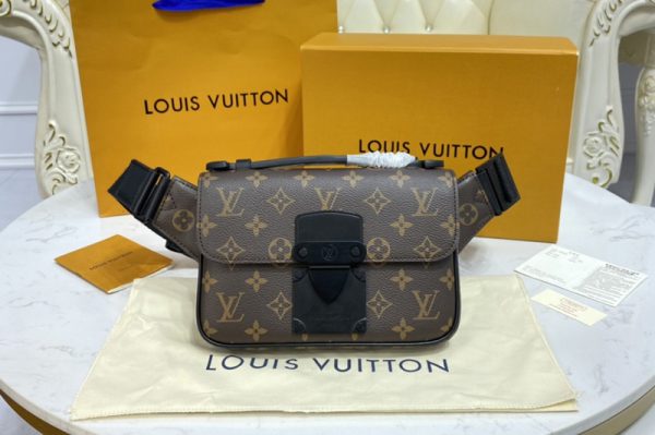 Replica Louis Vuitton M45807 LV S Lock Sling Bag in Monogram Macassar coated canvas